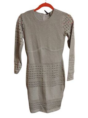 Marciano by Guess Gray Metallic Knit Long Sleeve Bodycon Mini Dress S